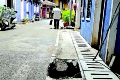 Concrete slab goes down  the drain in Panjim