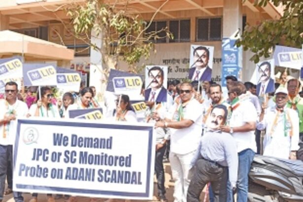 Congress stage protests in Panjim, Margao over ‘Adani-Hindenburg controversy’