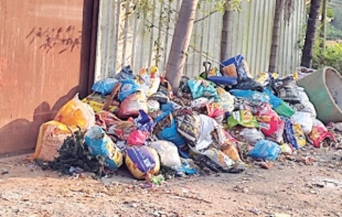 Construction debris by roadside