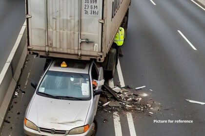 Container Truck Accident Causes Traffic Standstill at Tillari Ghat