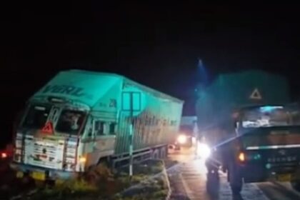 Container Truck Skids Off Pernem-Poraskade Road, No Injuries Reported