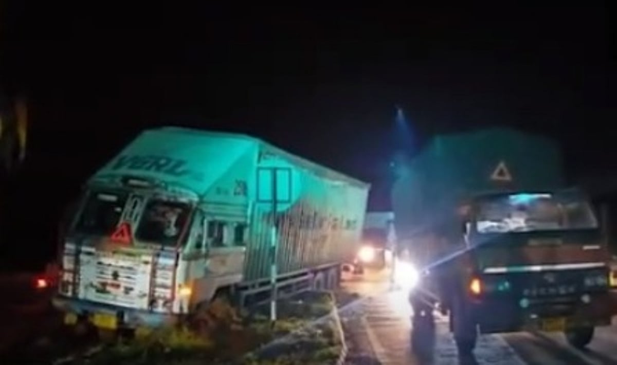 Container Truck Skids Off Pernem-Poraskade Road, No Injuries Reported