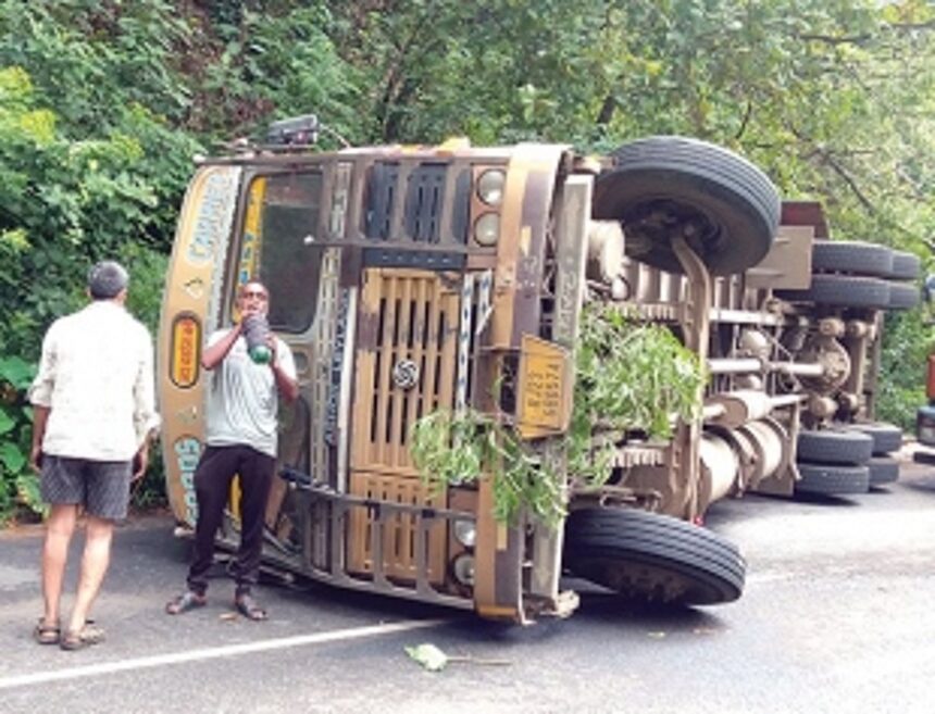 Container truck overturns on Borim-Bethora road