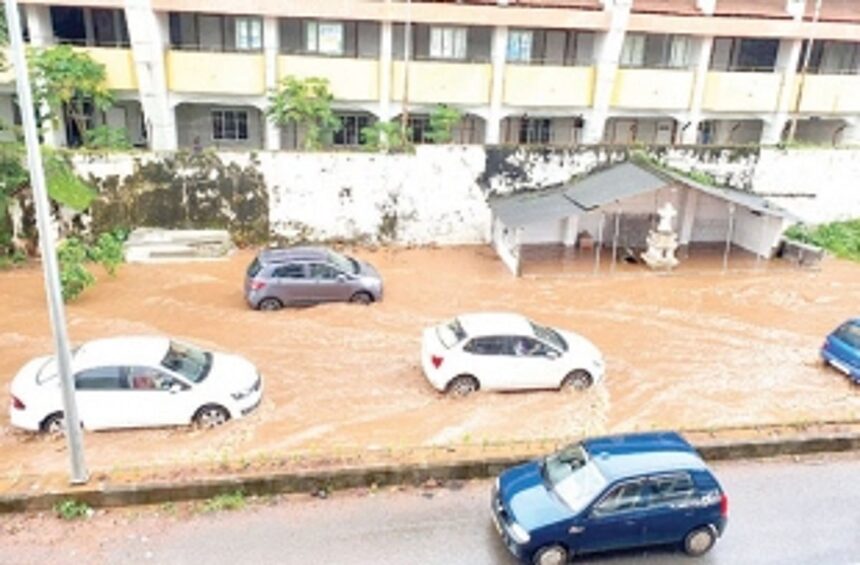 Continuous rainfall in Salcete taluka causing widespread flooding; Fatorda road inundated