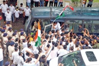 Cops lathi-charge Youth Cong workers  for protesting unemployment, inflation