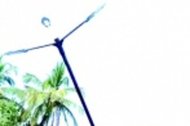 Corroded high mast pole at Uguem replaced