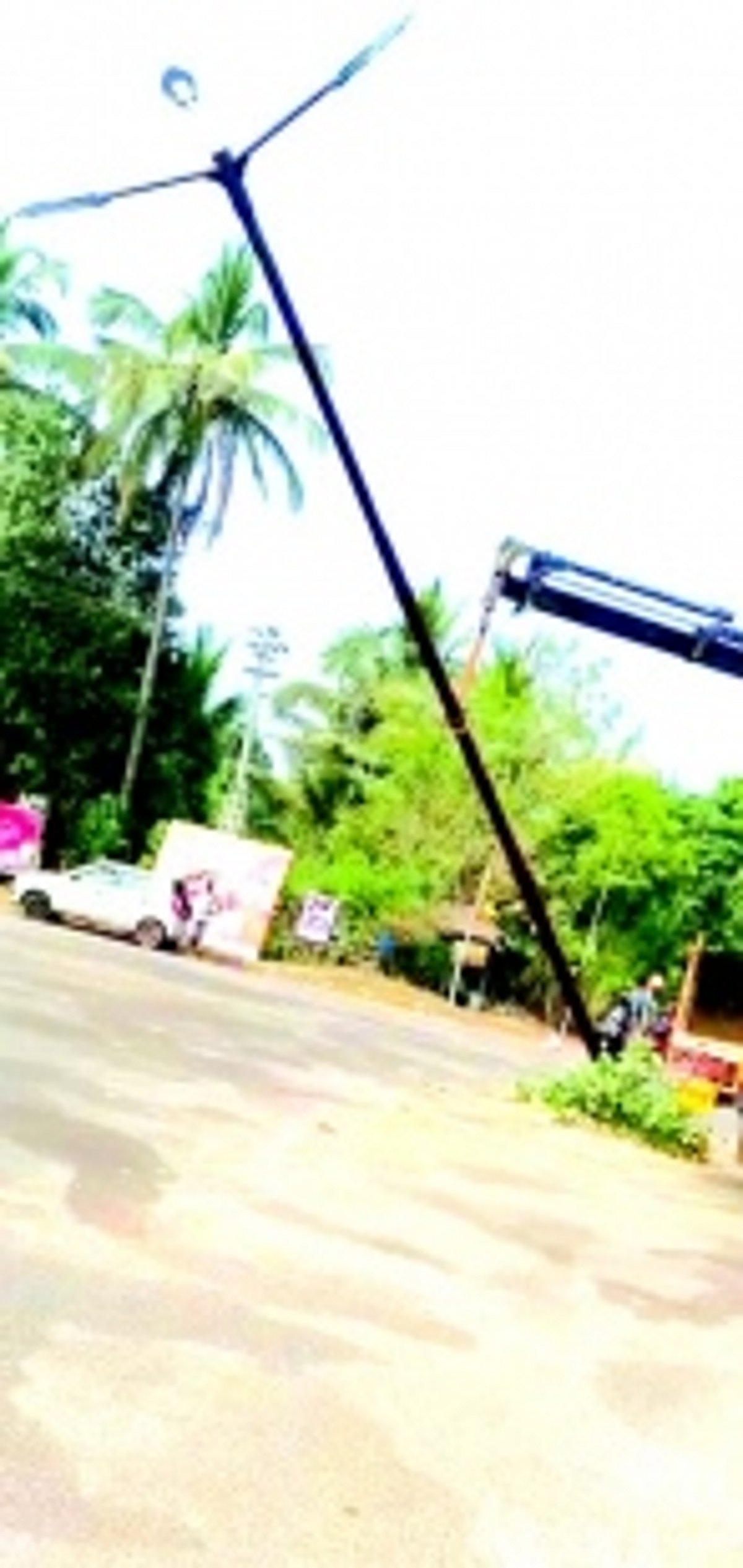 Corroded high mast pole at Uguem replaced