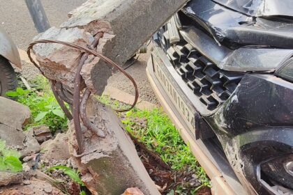 Crash, Crackle, Panic! Falling Electric Pole Triggers Scare in Porvorim