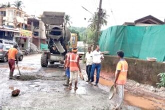 Crater ridden Vadakade Usgao circle road, repaired