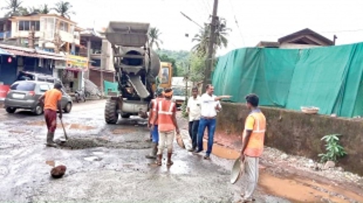 Crater ridden Vadakade Usgao circle road, repaired