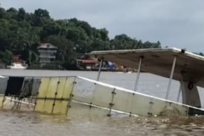 Cruise Boat Mysteriously Sinks in Mandovi River Amid Heavy Rainfall