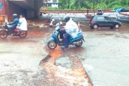 Crumbling road: Curti-Khandepar underpass partially closed due to pothole, skid risk