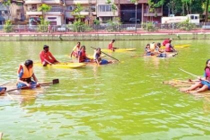 Cujira students go rafting in Vaddem Lake