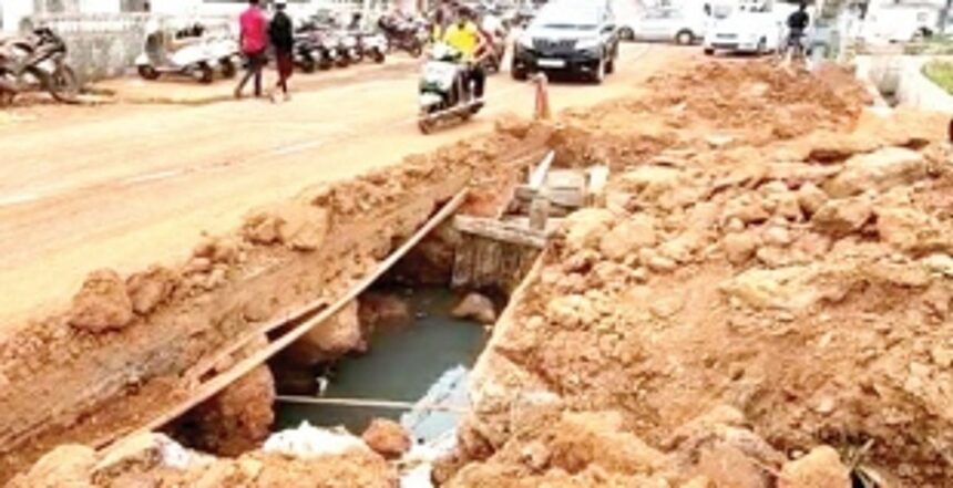 Culvert damaged at Zuarinagar while laying gas pipeline