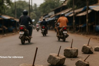 Curchorem Sunday Market: Abandoned Tent Stones Pose Danger to Riders, Say Locals