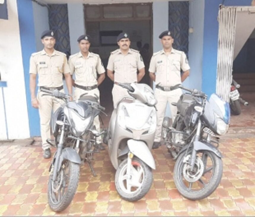 Curchorem police  recover 3 more  stolen 2-wheelers