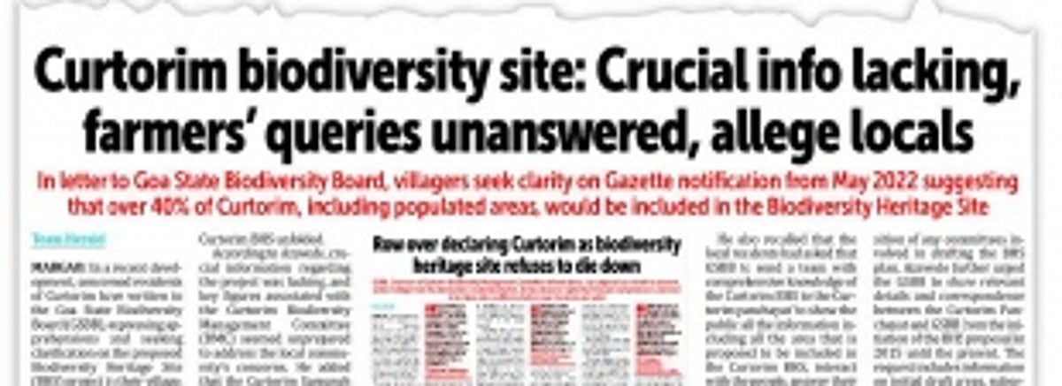 Curtorim Biodiversity Heritage Site declaration put on hold, villagers given time to identify their areas