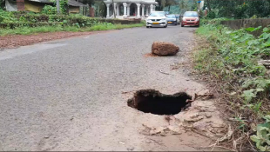 Danger Looms as Large Pothole on Paraste Pernem Main Road Remains Unaddressed