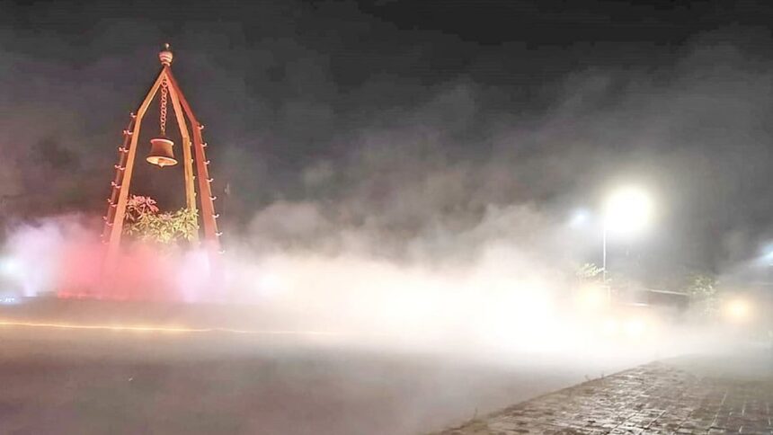 Dangerous Artificial Fog at Shree Damodar Circle in Fatorda Poses Risk to Drivers 1 Dangerous Artificial Fog at Shree Damodar Circle in Fatorda Poses Risk to Drivers