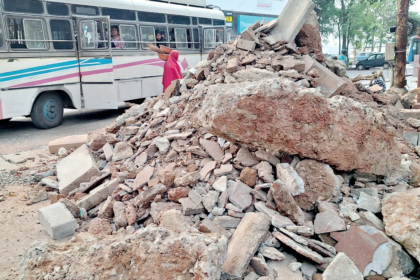 Debris Left Behind After Road Repairs in Panjim Causes Traffic and Pedestrian Trouble