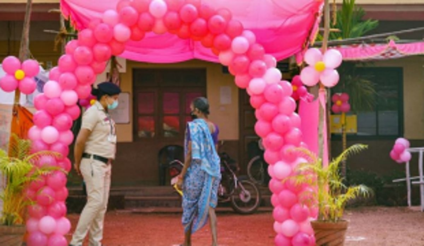 Decorated booths attract large number of voters