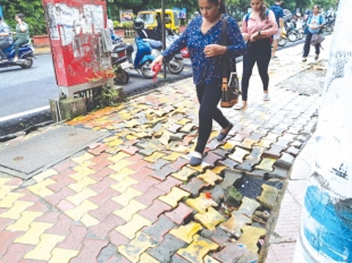 Decrepit footpath pavers across Margao town put pedestrians at risk