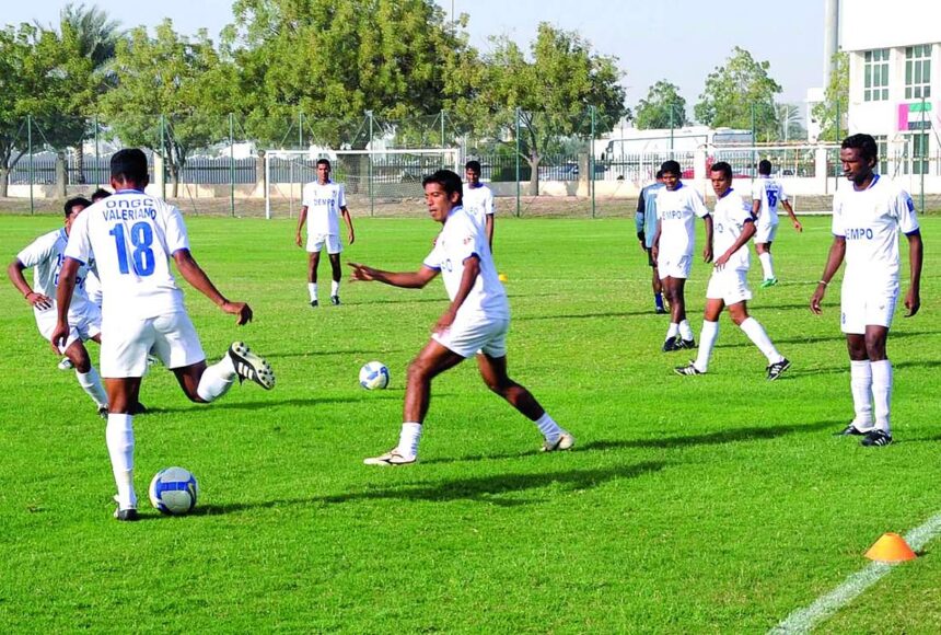 Dempo players during a practice session in Sharjah on Tuesday.