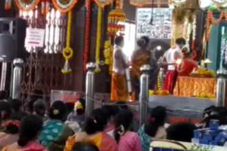 Devotees gather at Swami Samarth Temple, Siolim