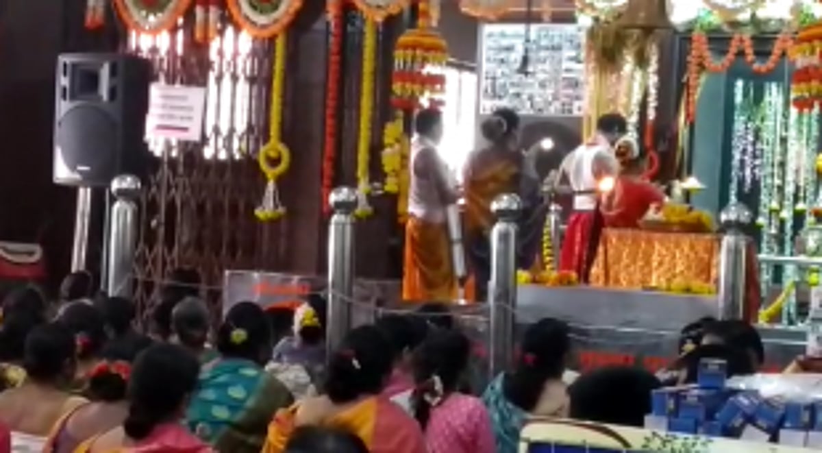 Devotees gather at Swami Samarth Temple, Siolim