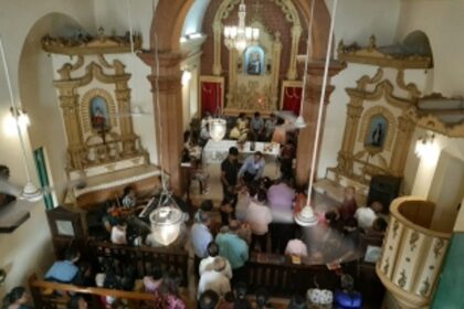 Devotees gather to attend the Novena of St. Anne in Raia