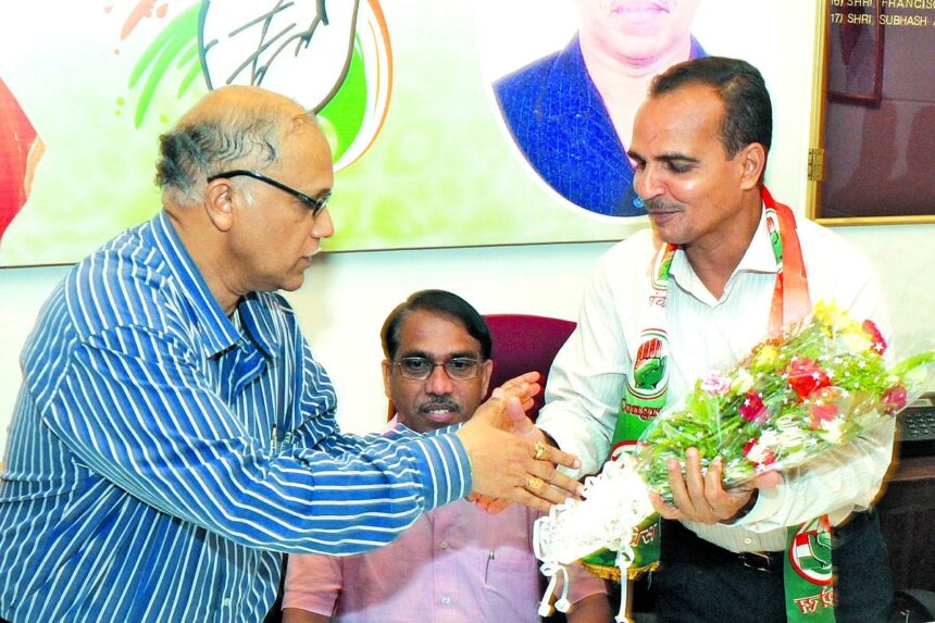 Digambar Kamat welcomes Atanasio Monserrate back into Congress party fold, on Monday.