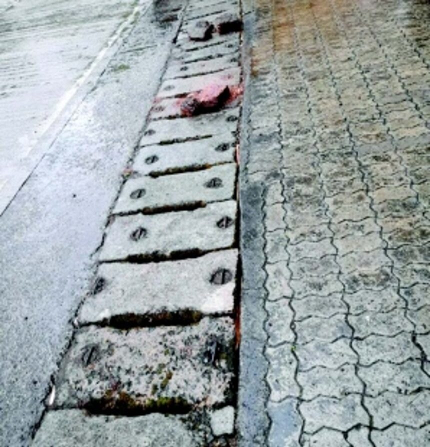 Drain covers in a mess at Mathany Saldanha Complex 1 Drain covers in a mess at Mathany Saldanha Complex