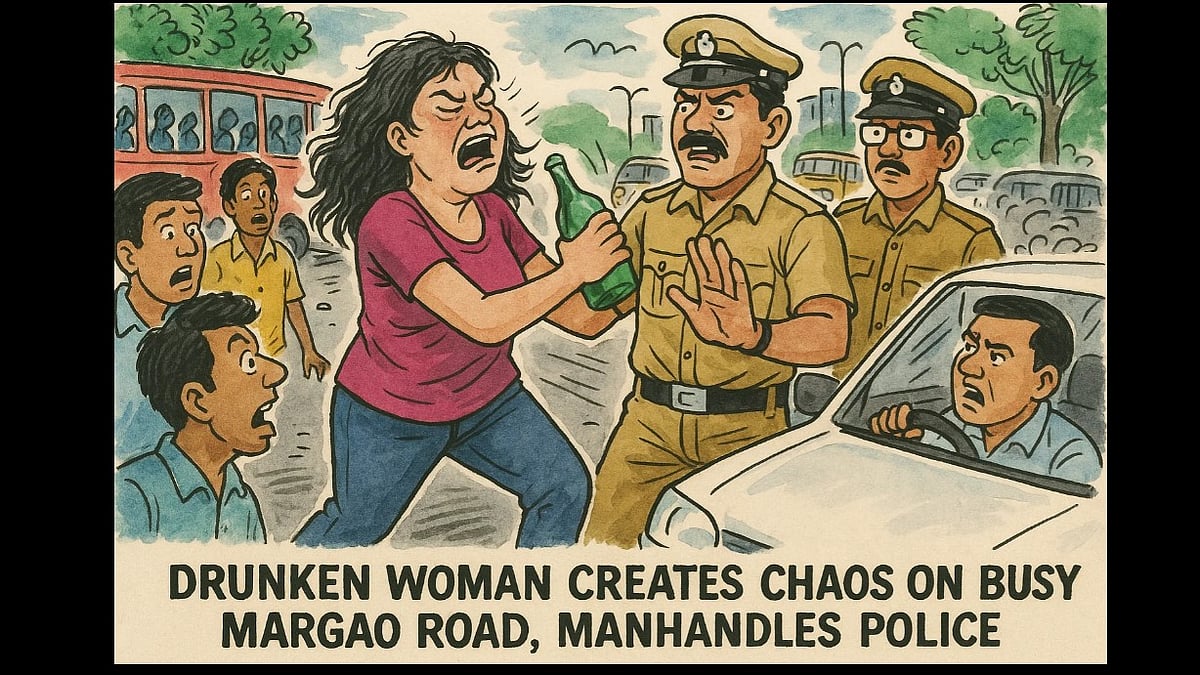 Drunken Woman Creates Chaos on Busy Margao Road, Manhandles Police