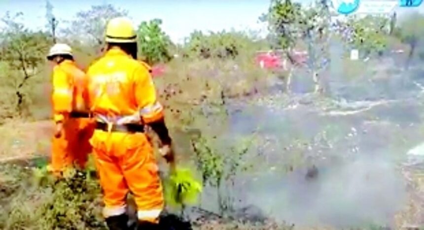 Dry grass catches fire at Colvale