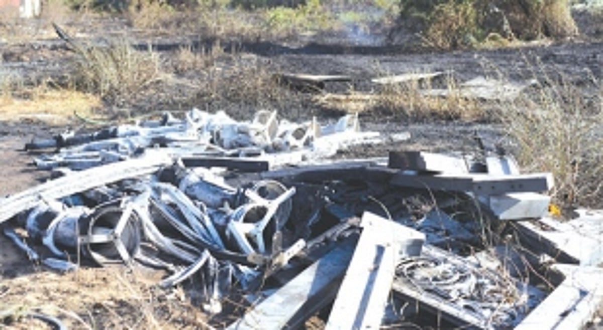 Dry grass, discarded fibre canopies catch fire near Miramar beach, cause unknown