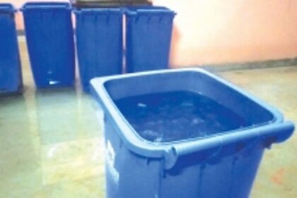 Dust bins filled with rainwater not cleared  from Ponda market