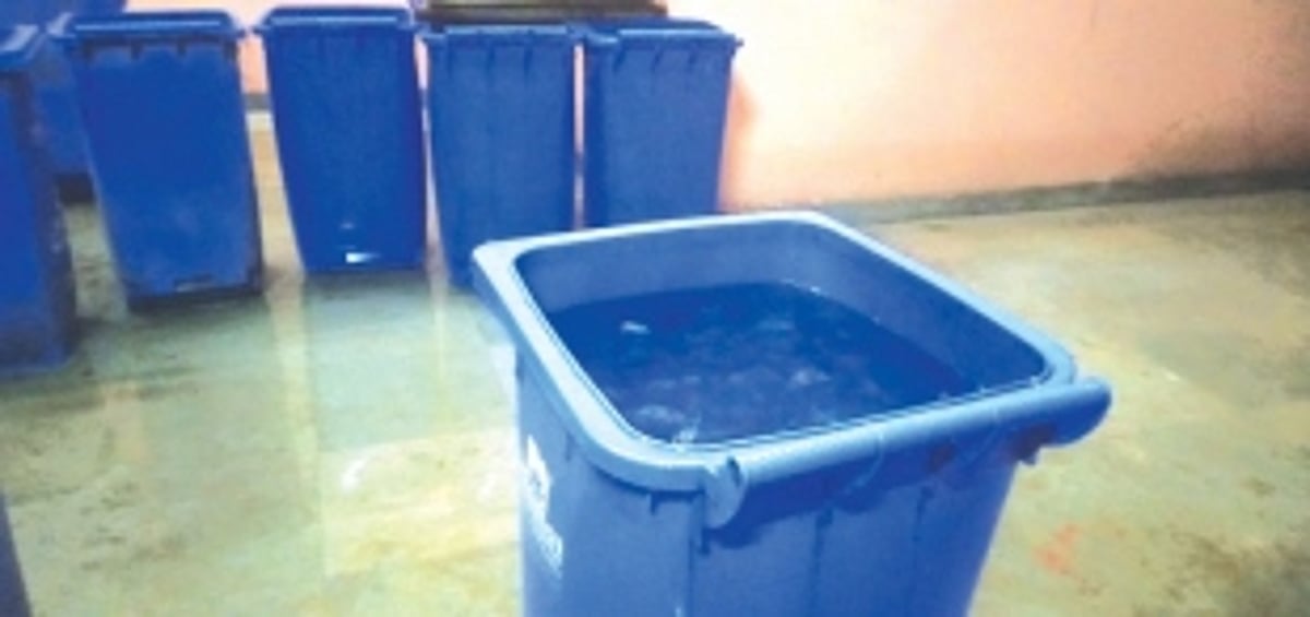 Dust bins filled with rainwater not cleared  from Ponda market