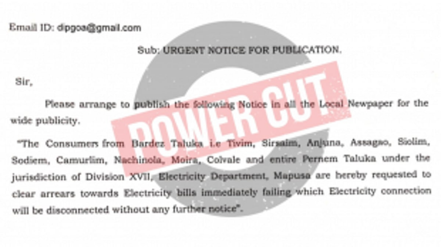 Electricity Department Notice: Immediate Action Required for Arrears Clearance