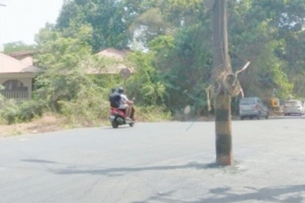 Electricity Department clears dangerous pole on Ponda-Kavlem road