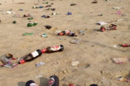 Empty beer bottles at Vasco park