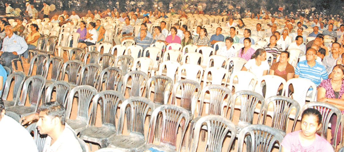 Empty chairs seen at the Dando grounds after the people left to collect their cheques.