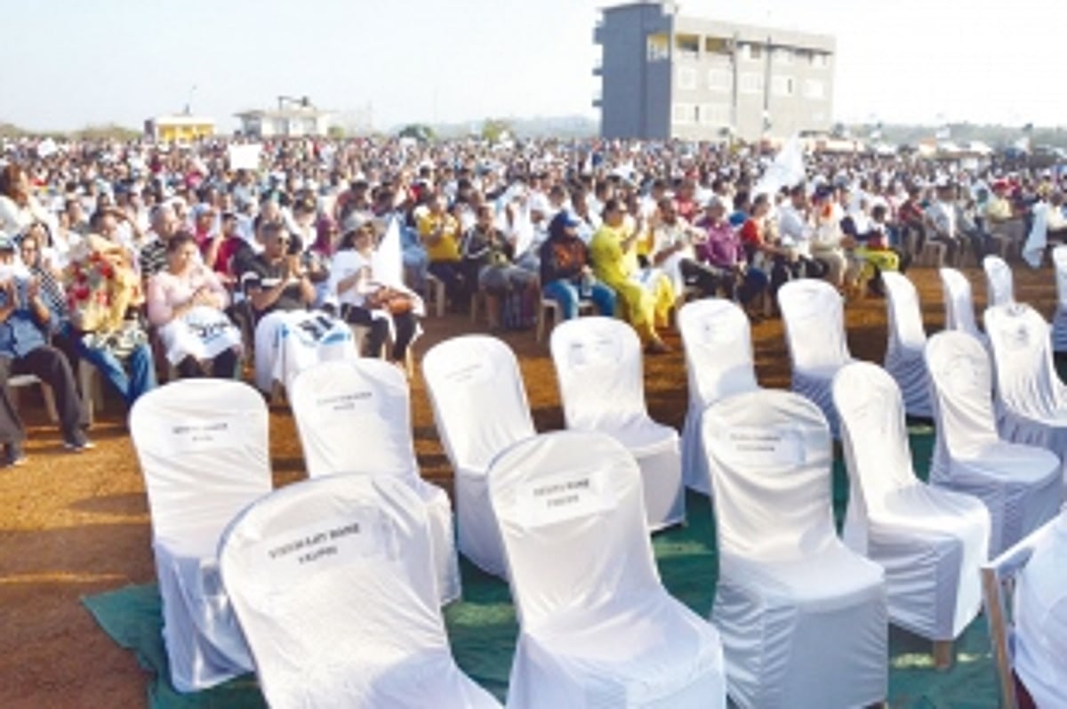 Empty chairs with ruling MLAs’ names stood witness to their rejection of the people’s call