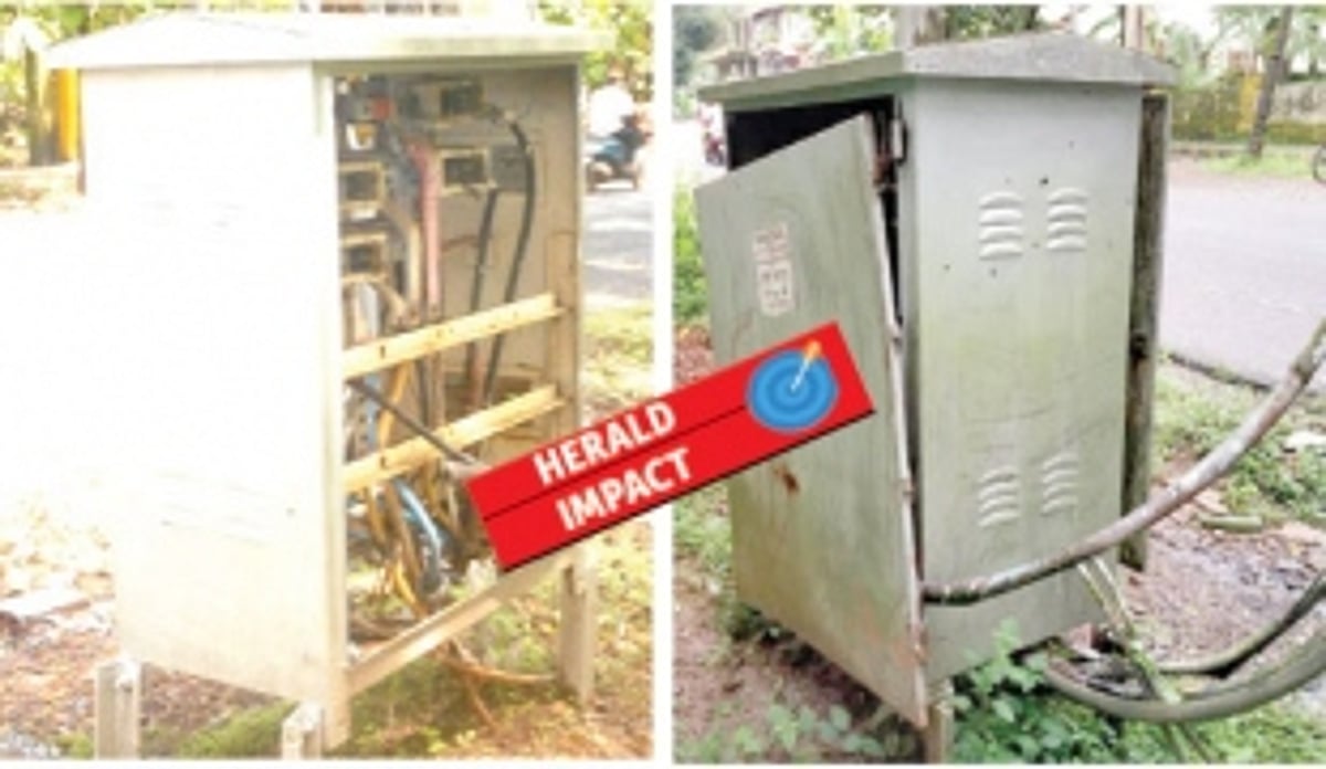 Exposed transformer  covered at Ponda