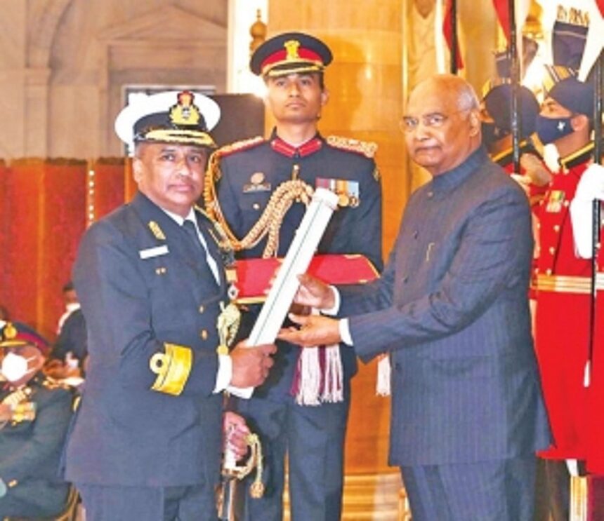 FOGA Rear Admiral Philipose  conferred AVSM by President