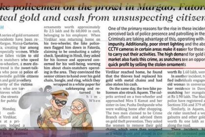 Fake cops strike again: Woman duped out of gold worth Rs 2.5 lakh