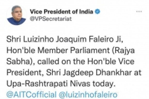 Faleiro makes an impassioned plea for greater recognition of Francis Luis Gomes to V-P Dhankhar