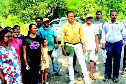 Fed-up with bad roads, Manora-Raia
protest at football ground
