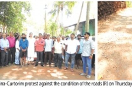 Fed up with uneven and unsafe roads, Maina-Curtorim villagers hold protest to draw local MLA’s attention