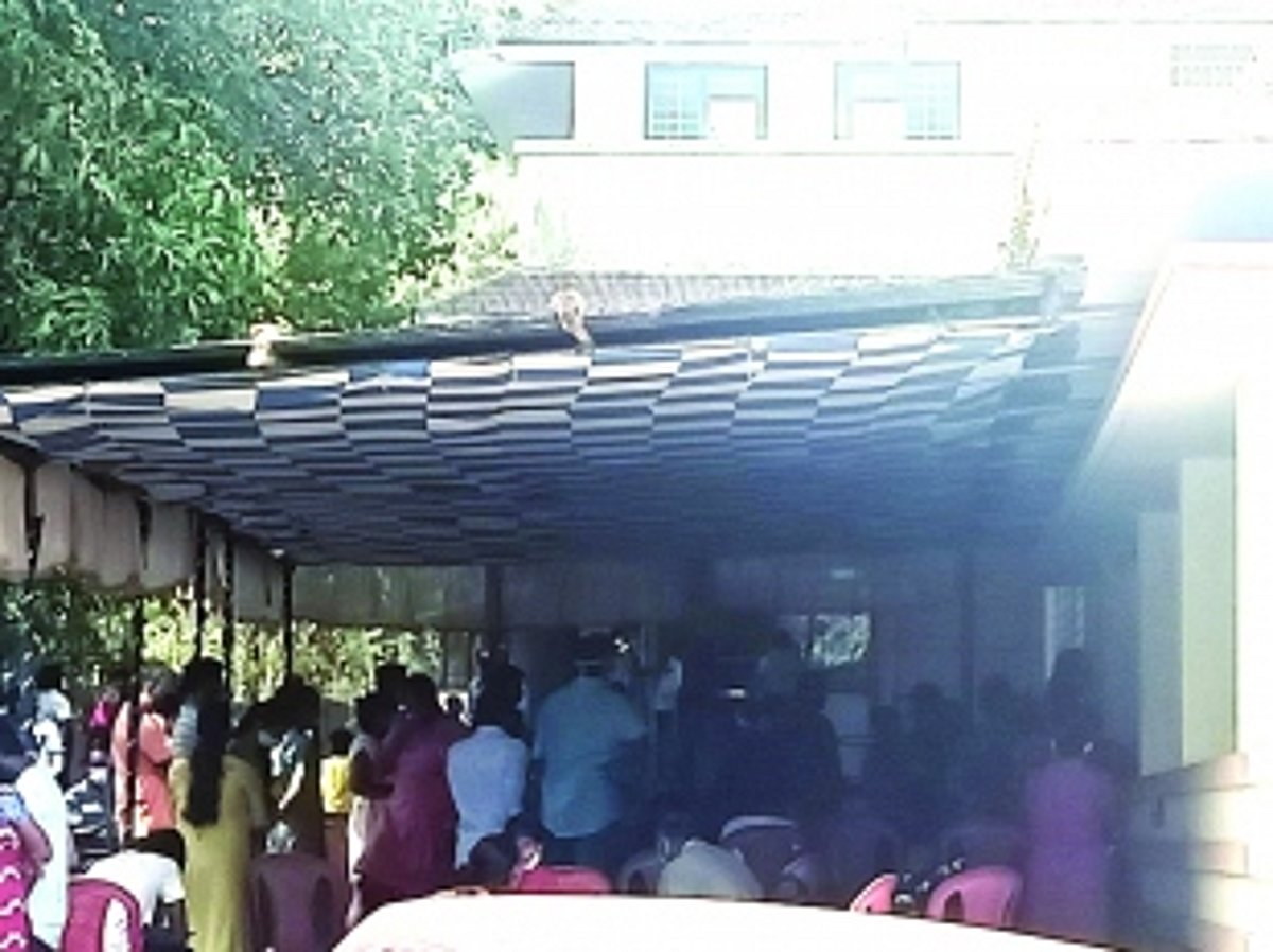 Finally, a pandal  at Borimol PHC