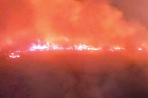 Fire breaks out at Camrabhat fields, narrow road hampers op